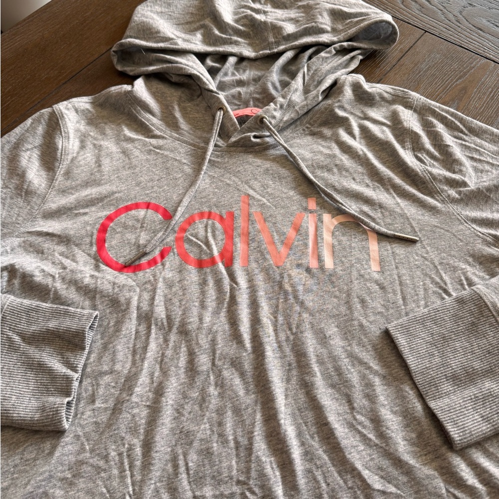 Calvin Klein Gray Tee with Red Logo